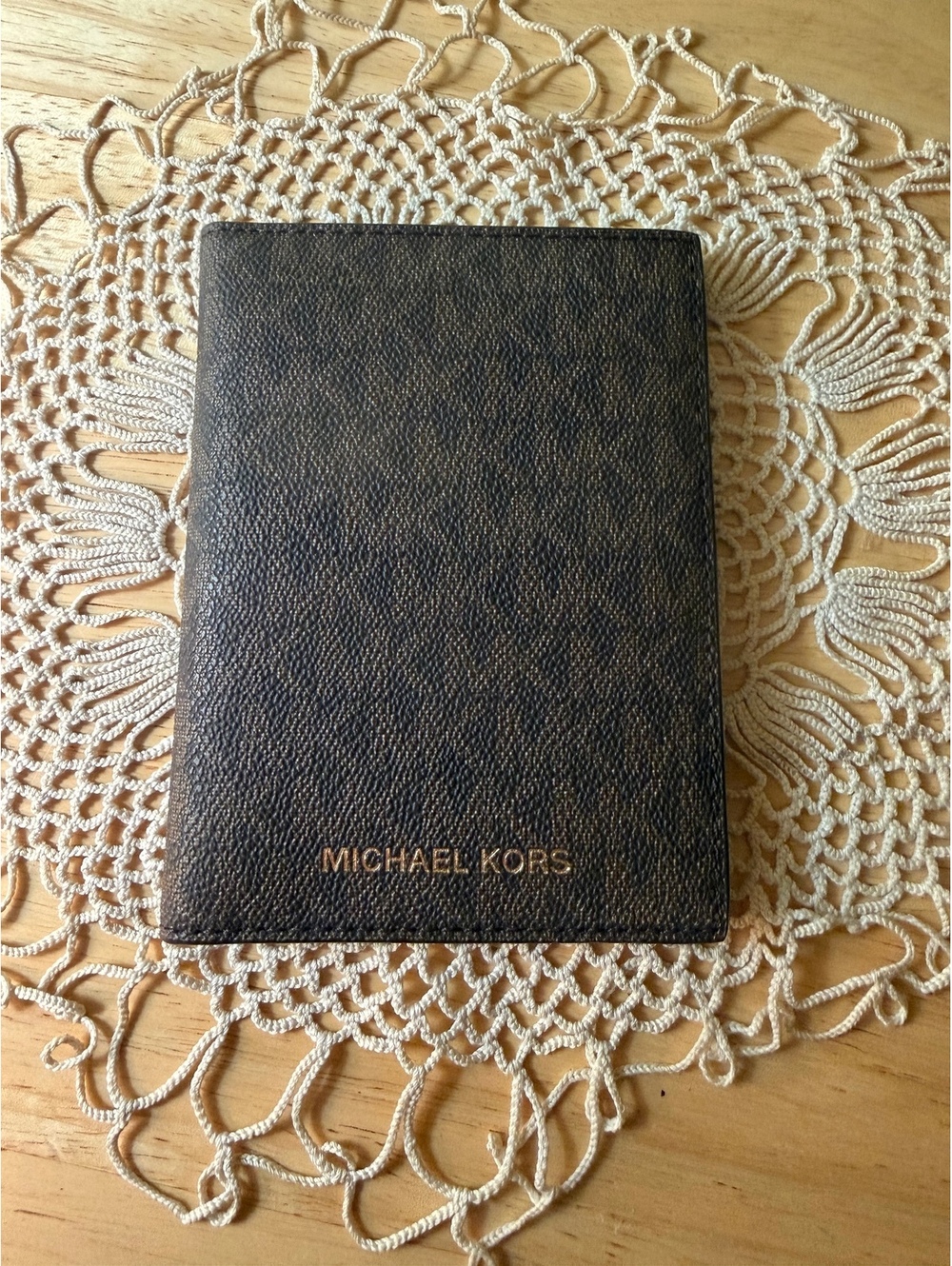 Michael Kors Brown Leather Passport Holder with Card Slots